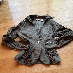 DKNY Olive Green Utility Jacket with Button Details